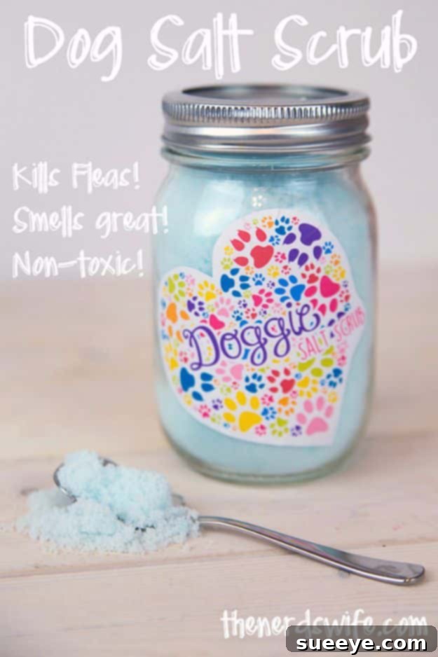 DIY Dog Grooming: Dog Salt Scrub for Fleas DIY dog salt scrub recipe, a non-toxic solution for flea killing and soothing baths, smelling great.