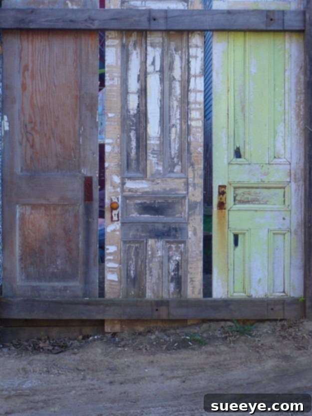 Fences Made Of Old Doors Unique fences made of old doors for backyard privacy and style