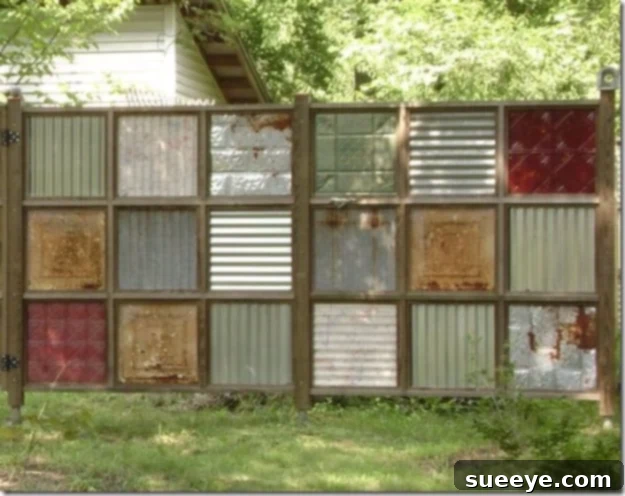 Cool Recycled Metal DIY Fence Unique recycled metal DIY fence for an industrial look