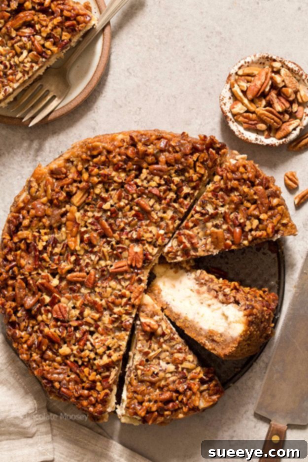 Pecan Pie Cheesecake: A Festive Dessert Recipe Decadent Pecan Pie Cheesecake with rich caramel-pecan topping
