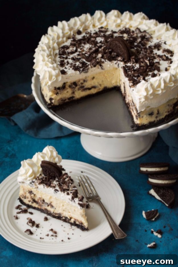 Cookies ‘N Cream Cheesecake: Family Favorite Recipe Popular Cookies ‘N Cream Cheesecake with crushed cookies