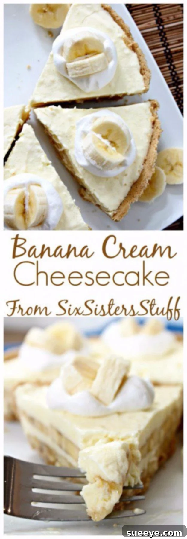 Banana Cream Cheesecake: Delicious Twist on a Classic Comforting Banana Cream Cheesecake with creamy banana layers