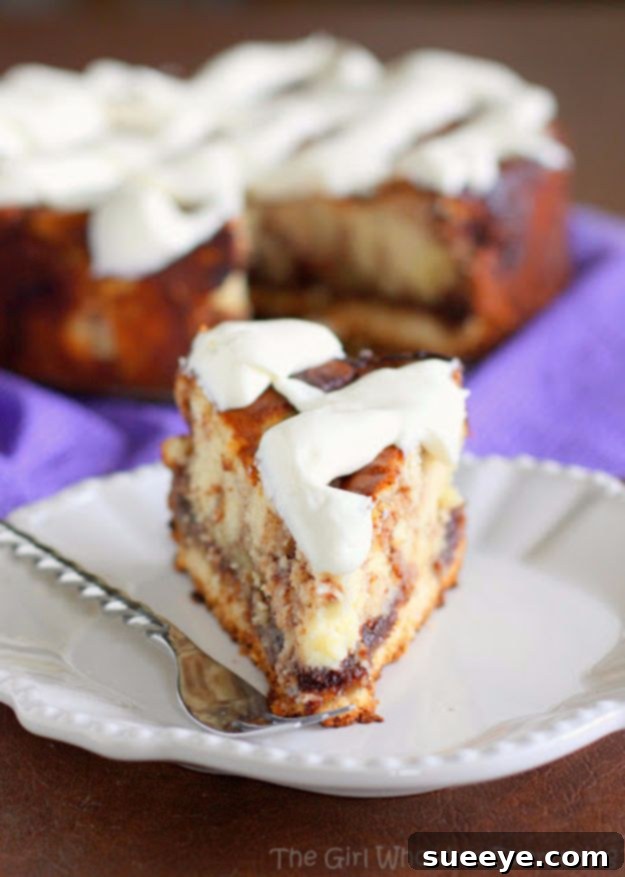 Cinnamon Roll Cheesecake: Delicious Breakfast Dessert Warm and comforting Cinnamon Roll Cheesecake with sweet glaze