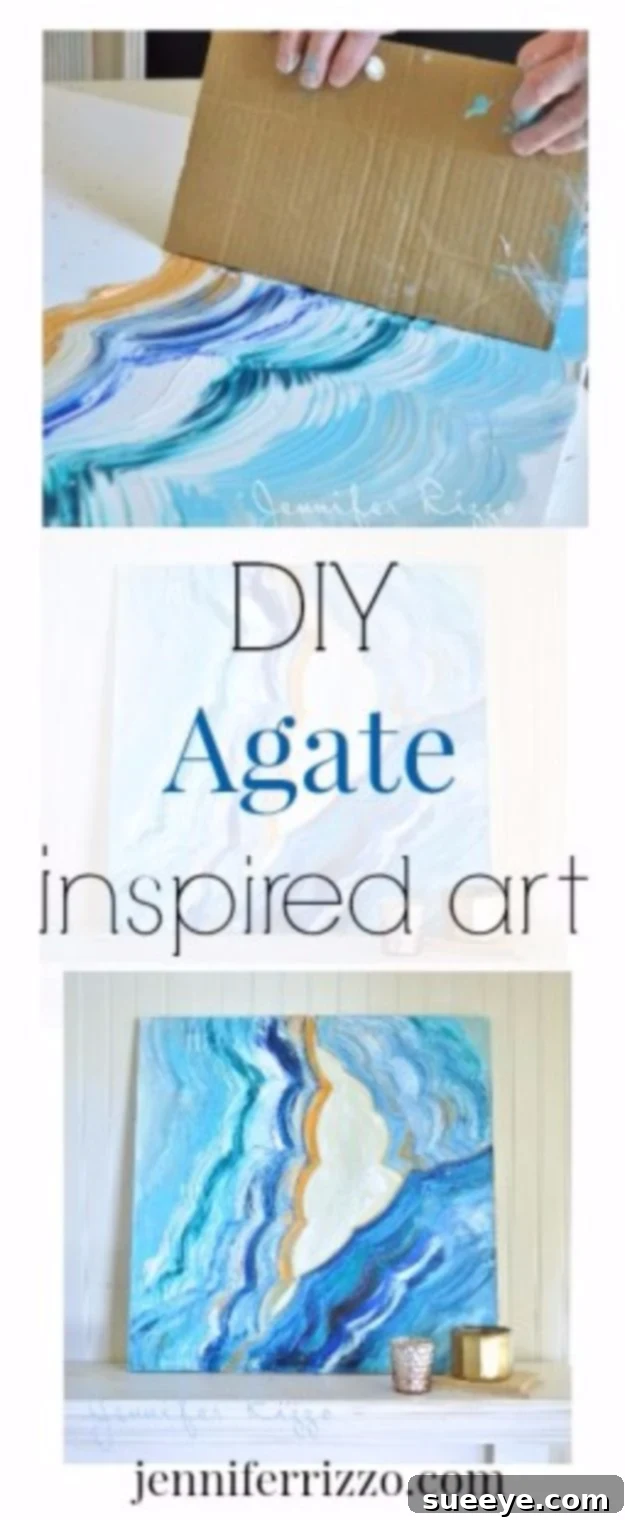 DIY Canvas Painting Ideas - Agate Inspired Acrylic Painting - Cool and Easy Wall Art Ideas You Can Make On A Budget #painting #diyart #diygifts Agate Inspired Acrylic Painting - DIY Geode Wall Art