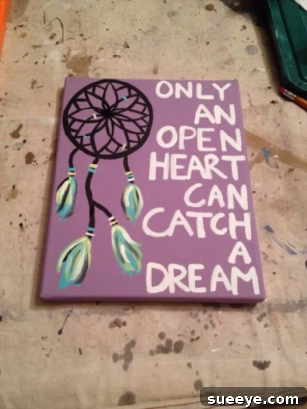 DIY Canvas Painting Ideas - Dream Catcher Canvas Painting - Cool and Easy Wall Art Ideas You Can Make On A Budget #painting #diyart #diygifts Dream Catcher Canvas Painting - Boho DIY Wall Art