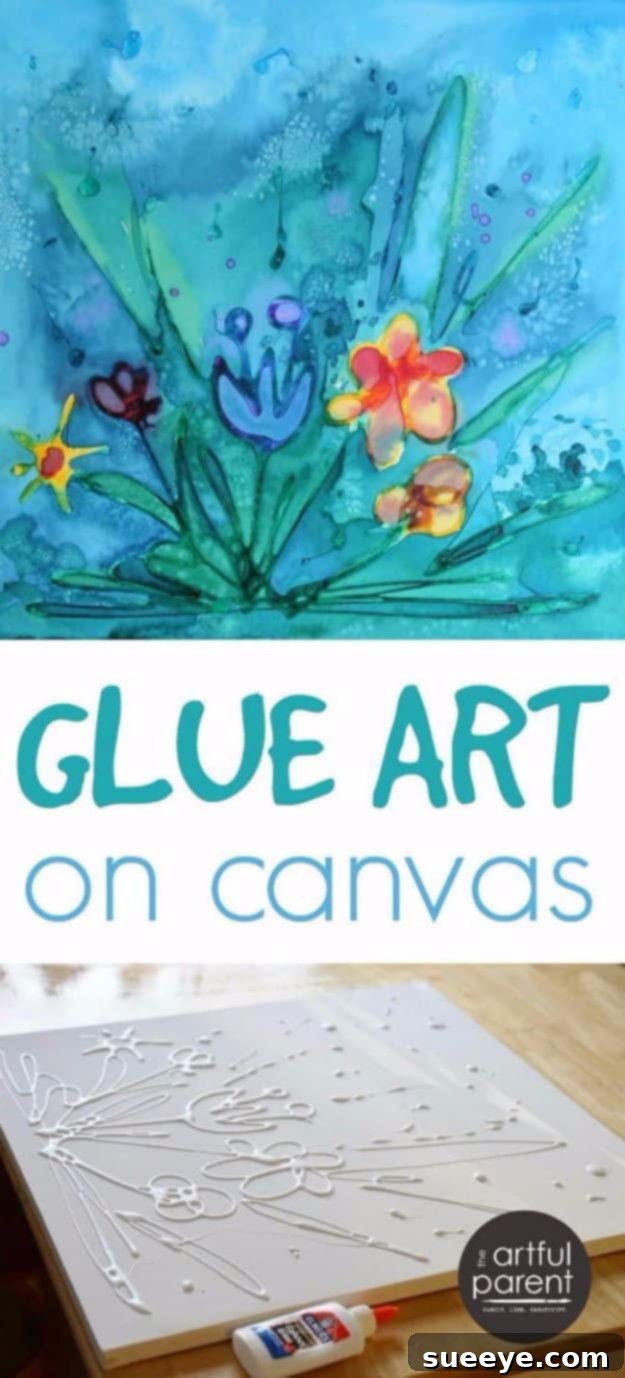 DIY Canvas Painting Ideas - Glue Art On Canvas With Watercolors - Cool and Easy Wall Art Ideas You Can Make On A Budget #painting #diyart #diygifts Glue Art on Canvas with Watercolors - Unique DIY Art for Kids & Adults