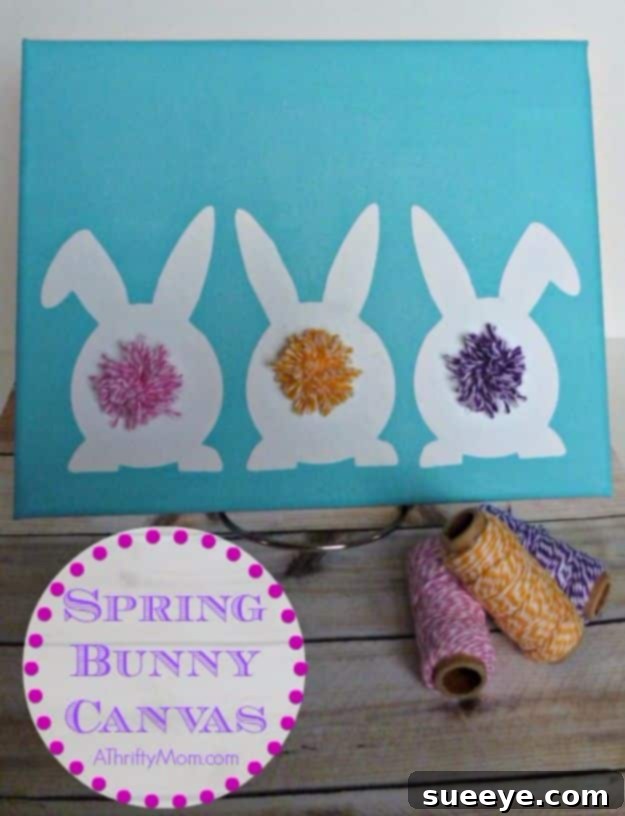 DIY Canvas Painting Ideas - Spring Bunny Canvas Art - Cool and Easy Wall Art Ideas You Can Make On A Budget #painting #diyart #diygifts Spring Bunny Canvas Art - Easy DIY Seasonal Decor