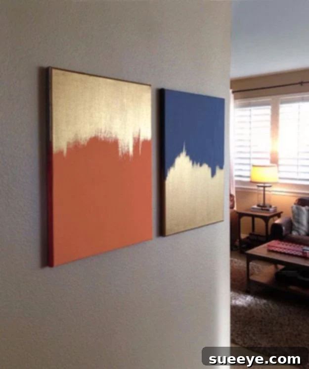 DIY Canvas Painting Ideas - Simple Gold and Solid Colored Canvas - Cool and Easy Wall Art Ideas You Can Make On A Budget #painting #diyart #diygifts Simple Gold and Solid Colored Canvas - Elegant DIY Wall Art