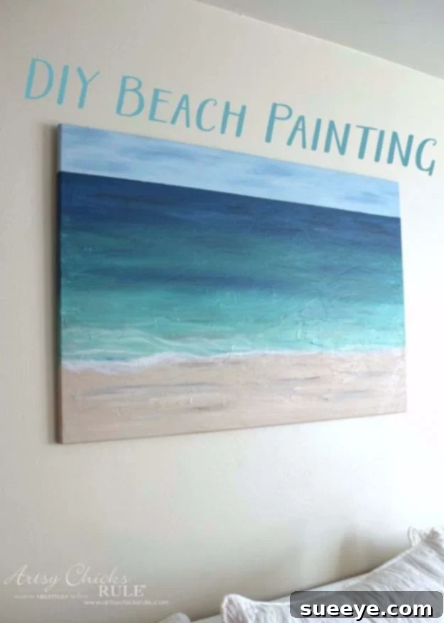 DIY Canvas Painting Ideas - DIY Beach Painting - Cool and Easy Wall Art Ideas You Can Make On A Budget #painting #diyart #diygifts DIY Beach Scene Painting - Easy Canvas Art for Coastal Decor