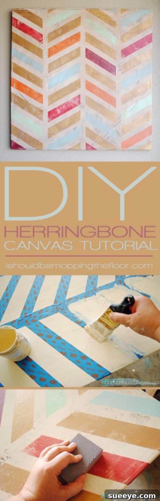 DIY Canvas Painting Ideas - DIY Herringbone Canvas Art - Cool and Easy Wall Art Ideas You Can Make On A Budget #painting #diyart #diygifts DIY Herringbone Canvas Art - Easy Geometric Wall Decor