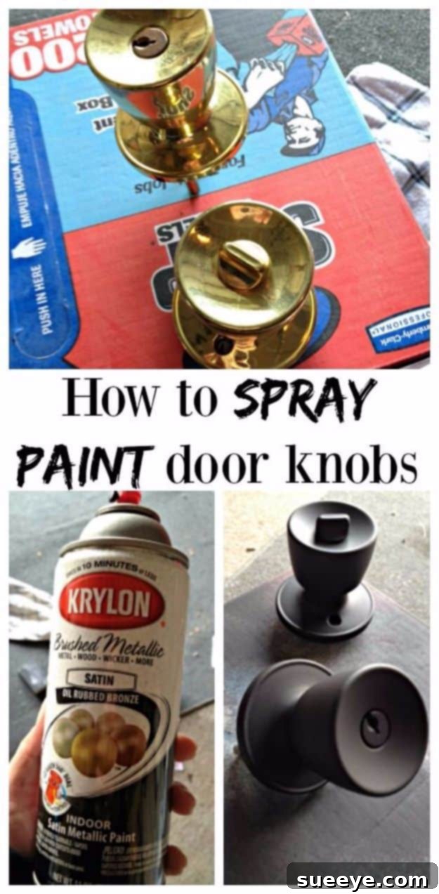 Spray Painting Door Knobs: Budget Home Update Old door knobs given a stylish new finish with spray paint, enhancing the overall look of home interiors
