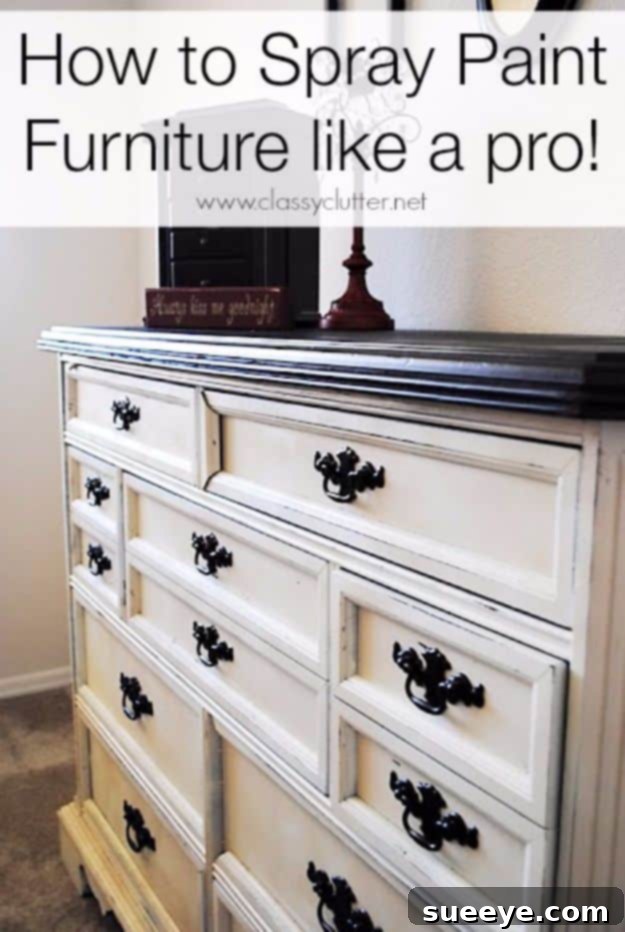 Spray Painting Furniture: Easy DIY Transformation Before and after comparison of a furniture piece beautifully spray painted, showcasing a dramatic home makeover