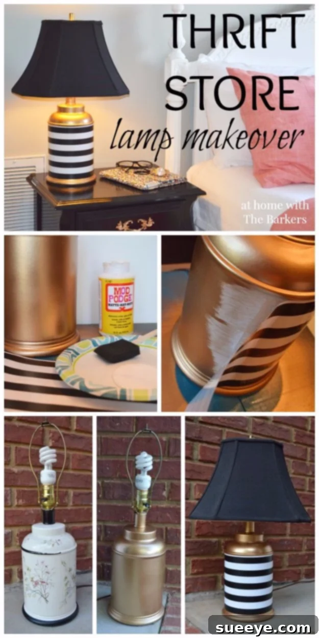 Thrift Store Lamp Makeover with Spray Paint Old thrift store lamp given a modern and fresh look using spray paint and a new shade, for a stylish update