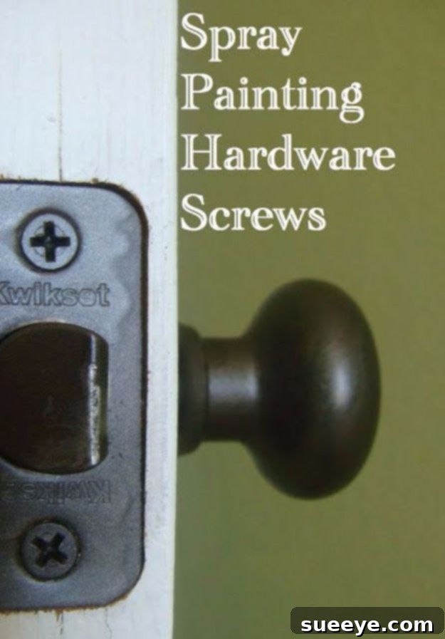Spray Painting Hardware Screws for a Cohesive Look Hardware screws neatly arranged for spray painting to ensure a consistent color match with the main project