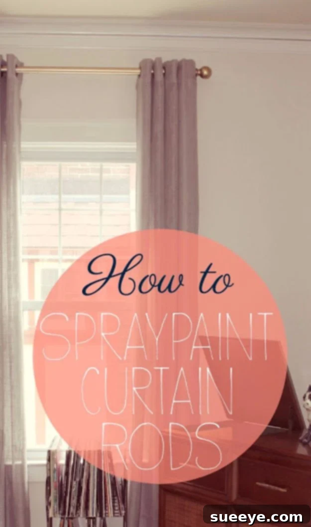 Spray Painting Curtain Rods: Home Decor DIY Old curtain rods successfully transformed with a stylish new color using spray paint techniques, enhancing window decor