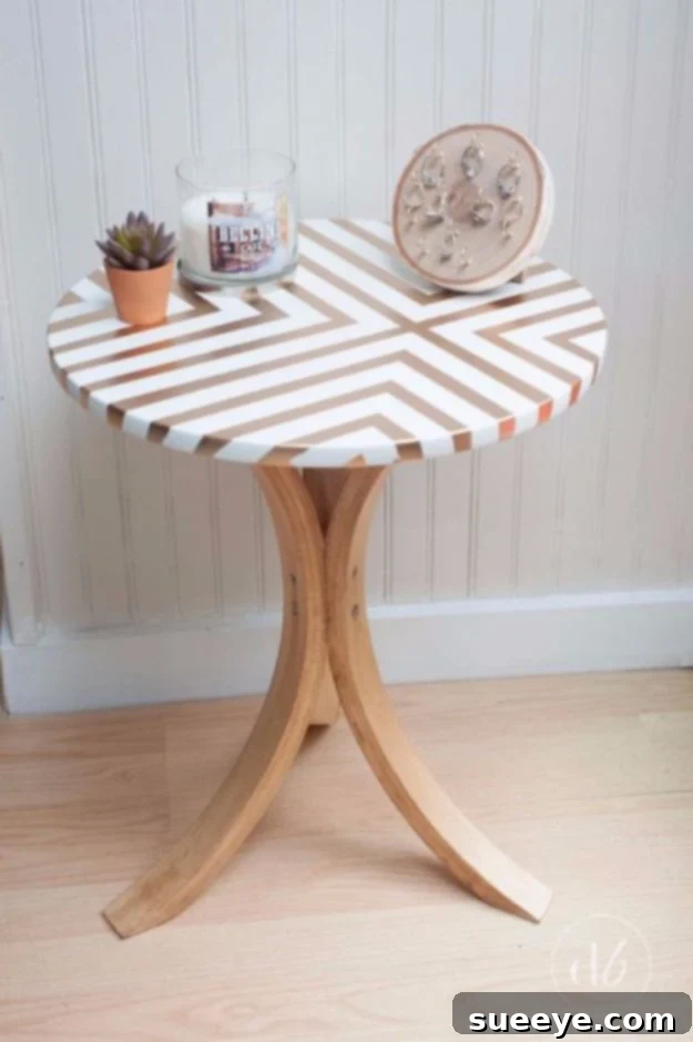 IKEA Side Table Makeover with Spray Paint IKEA side table dramatically transformed with a custom spray paint finish, achieving a bespoke and expensive look