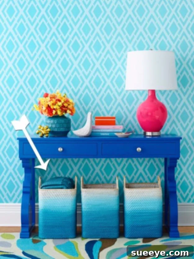 Spray Painting Ombre Baskets: Creative Home Decor DIY Stylish ombre spray painted baskets arranged for home organization and decor, showing the color fade effect