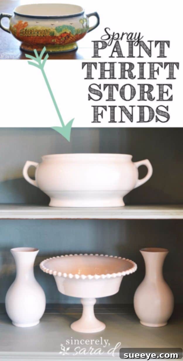 Spray Painting Thrift Store Finds: DIY Decor Variety of thrift store items beautifully transformed with spray paint into stylish and modern home decor pieces