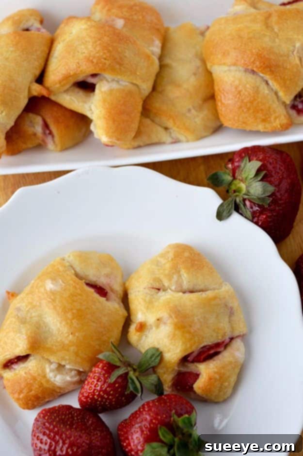 Strawberry Cream Crescent Roll Sweet Strawberry Cream Crescent Rolls, a lovely fruity dessert or breakfast.
