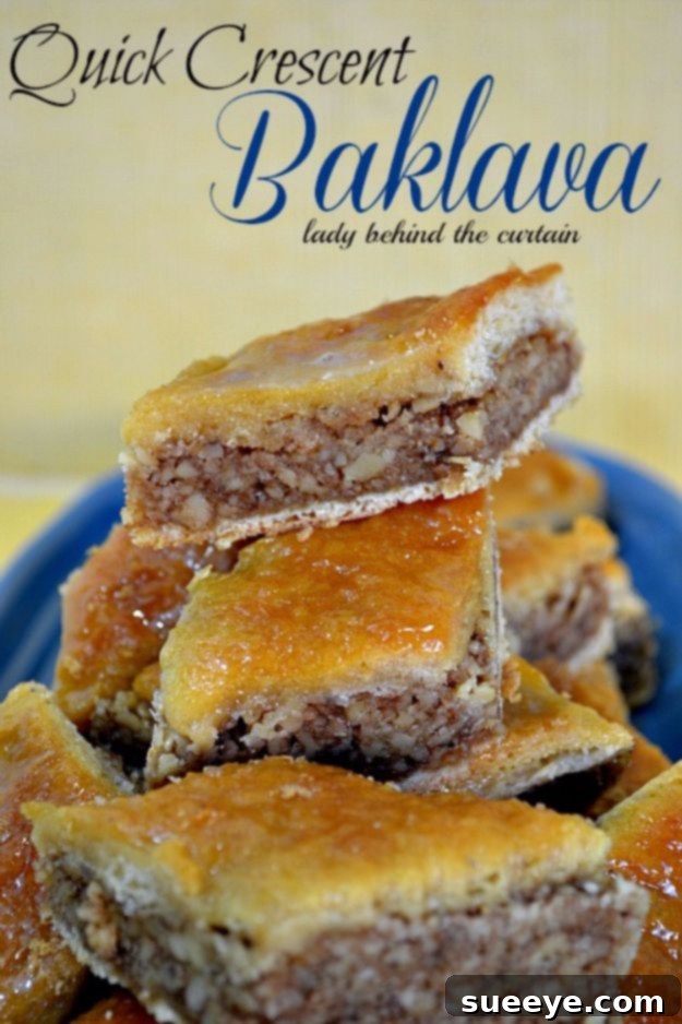 Quick Crescent Baklava Easy Quick Crescent Baklava, a simplified version of the traditional Middle Eastern dessert.