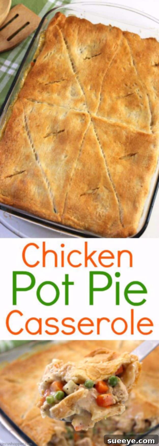 Chicken Pot Pie Casserole Comforting Chicken Pot Pie Casserole with a flaky crescent roll topping, an easy family dinner.