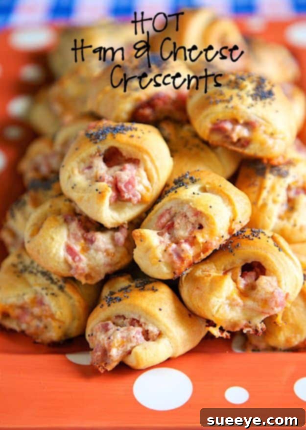 Hot Ham And Cheese Crescents Comforting Hot Ham and Cheese Crescents, great for a quick snack or lunch.