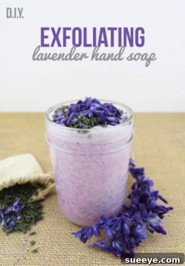 Exfoliating Lavender Hand Soap Recipe DIY Exfoliating Lavender Hand Soap for soft, smooth hands
