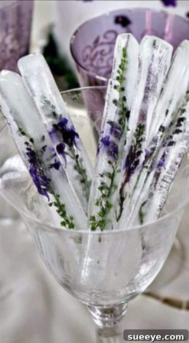 Lavender Ice Sticks for Beverages Lavender Tall Ice Sticks for elegant drinks