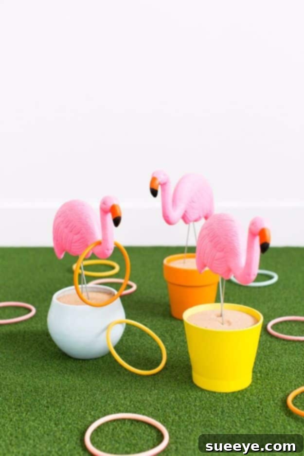 Flamingo Ring Toss: A charming and easy DIY yard game DIY Flamingo Ring Toss game for whimsical backyard fun