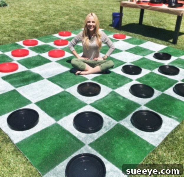 Giant Lawn Checkers: A classic game, supersized for your yard Oversized DIY Lawn Checkers for outdoor strategy games