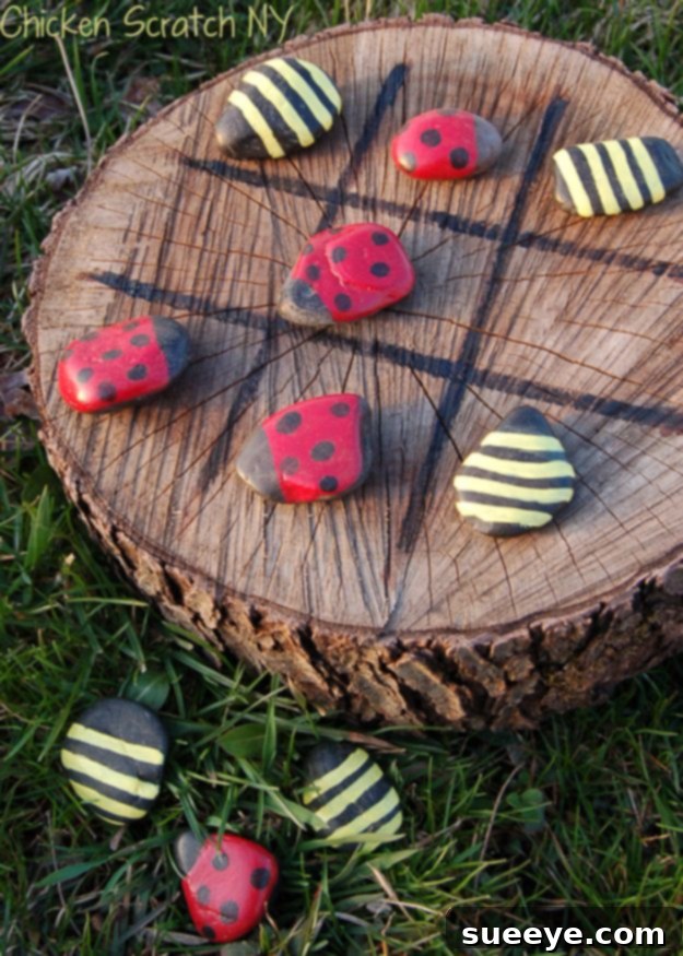 Spring Time Tic-Tac-Toe: Decorative outdoor game DIY Spring Time Tic-Tac-Toe game with floral accents