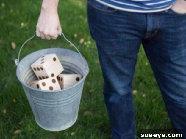 Giant Yard Yahtzee: Roll the fun outdoors with oversized dice Oversized DIY Yard Yahtzee dice game for outdoor parties