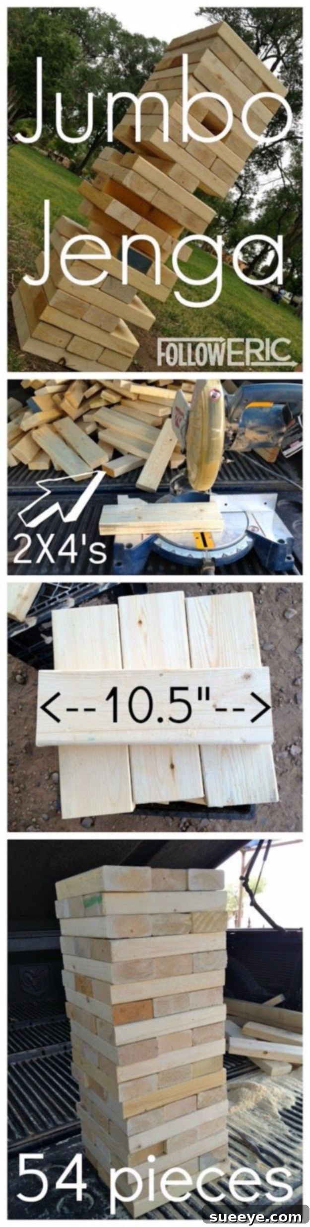 Jumbo Jenga: Even bigger stacking challenge for your yard DIY Jumbo Jenga blocks for massive outdoor entertainment