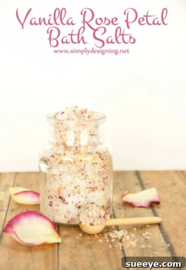 Homemade Vanilla Rose Petal Bath Salts for a relaxing spa experience