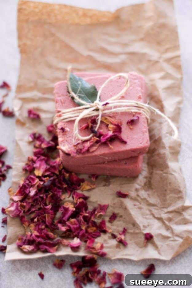 Homemade Rosewater Pink Clay Soap for gentle, purifying skincare