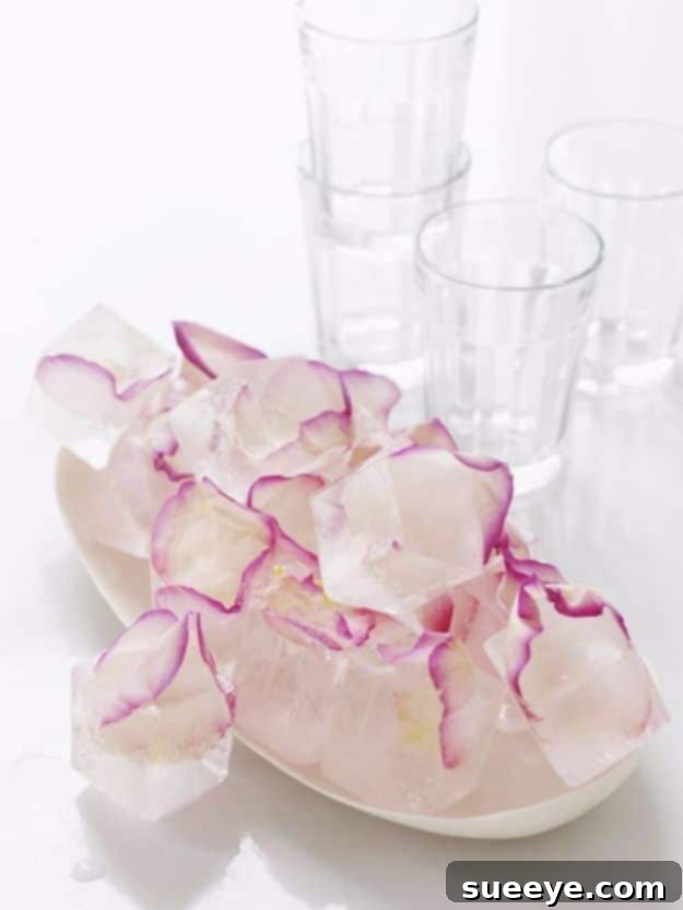 DIY Rose Petal Ice Cubes for decorative beverages