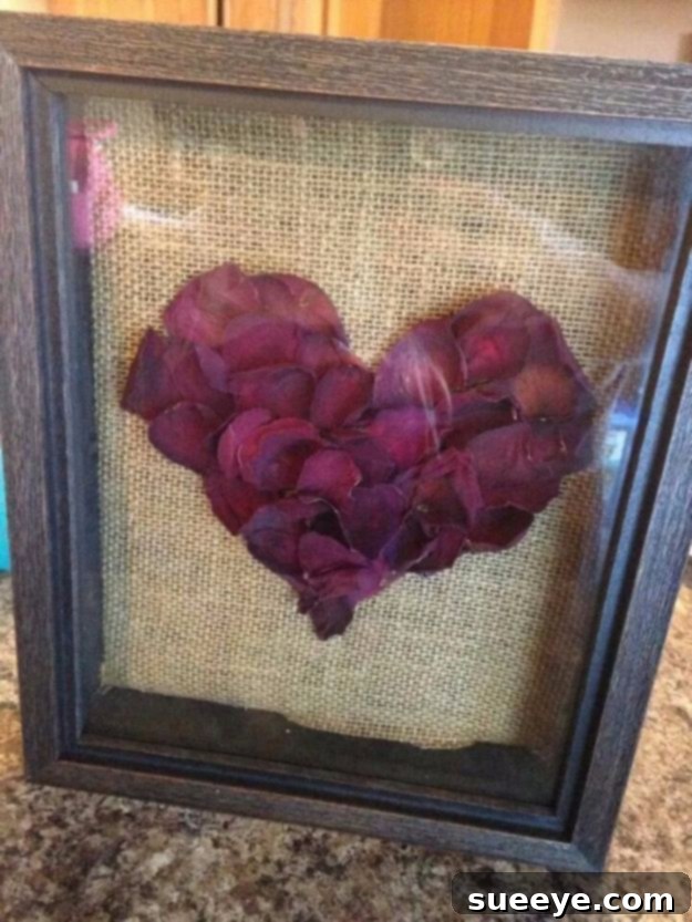 DIY Rose Petal Shadow Box for preserving sentimental memories