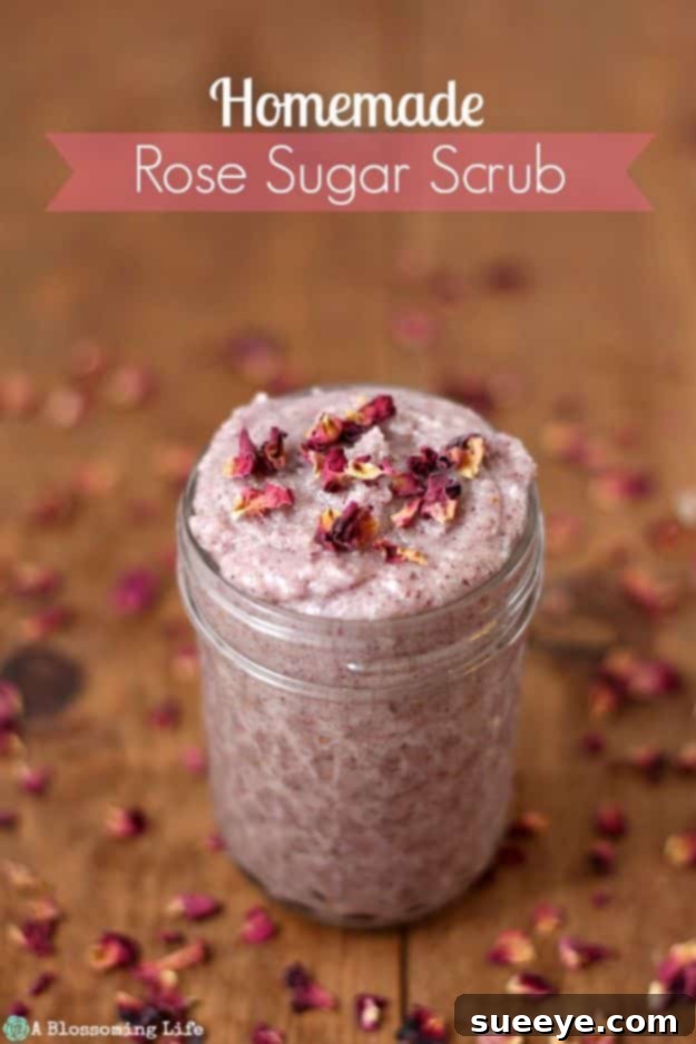 Homemade Rose Sugar Scrub for smooth, radiant skin