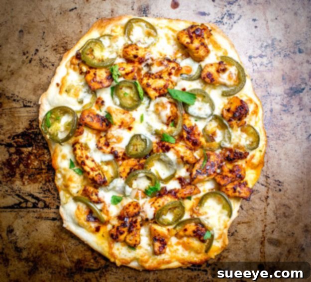 Spicy Chicken and Pickled Jalapeno Pizza