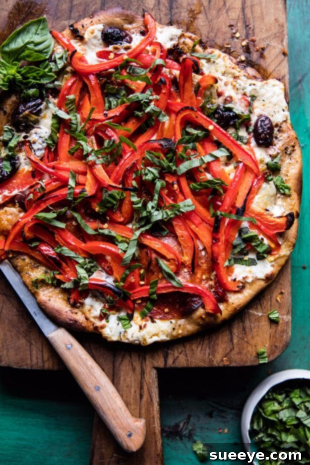 Mediterranean Roasted Red Pepper Pizza