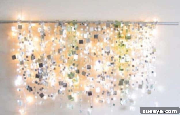 DIY Sparkle Mirror Lighting Idea DIY mirror adorned with sparkling lights for a glamorous effect