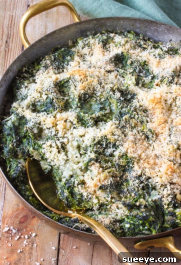 Bubbly Creamy Spinach Bake in a serving dish