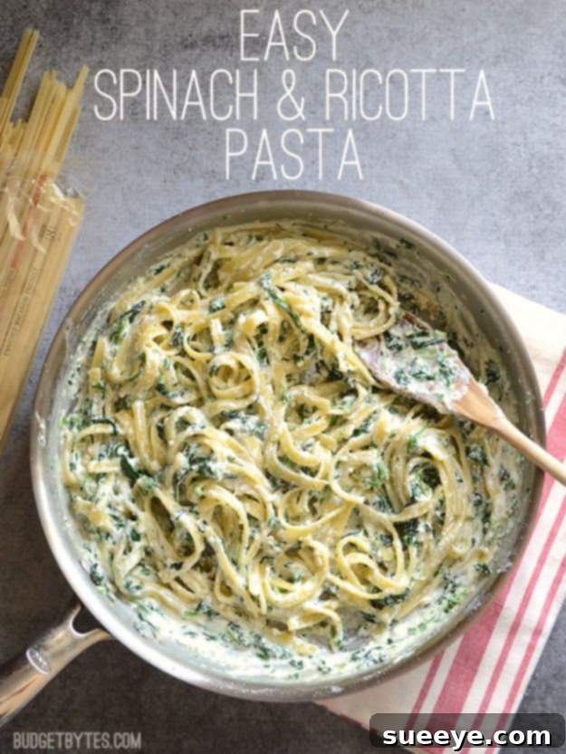 Easy Spinach Ricotta Pasta in a bowl