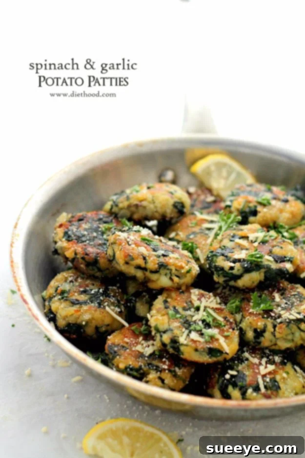 Golden brown Spinach and Garlic Potato Patties