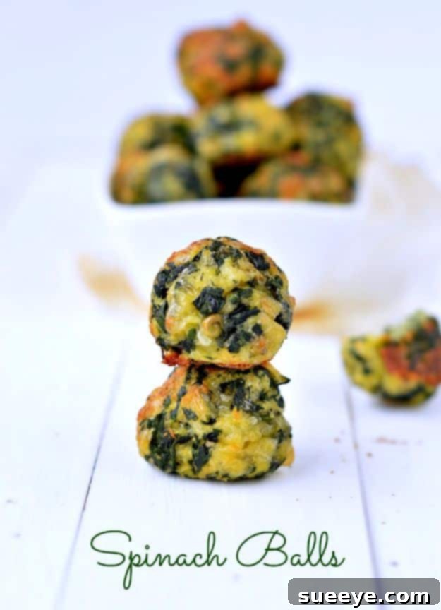 Golden brown Spinach Balls served on a platter