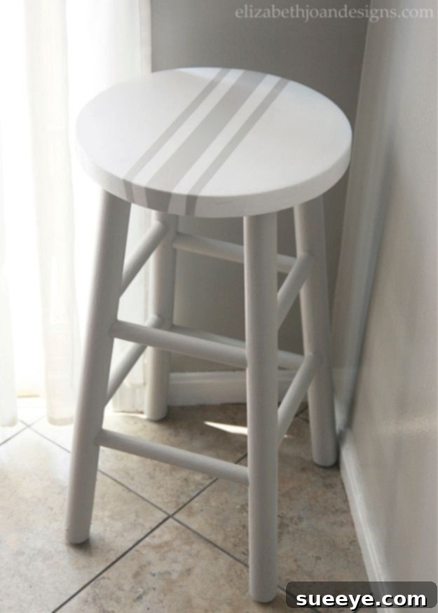 diy barstools - Painted Grain Sack Stripe Bar Stool - Easy and Cheap Ideas for Seating and Creative Home Decor - Do It Yourself Bar Stools for Modern, Rustic, Farmhouse, Shabby Chic, Industrial and Simple Classic Decor #barstools #diy diy barstools - Painted Grain Sack Stripe Bar Stool - Easy and Cheap Ideas for Seating and Creative Home Decor - Do It Yourself Bar Stools for Modern, Rustic, Farmhouse, Shabby Chic, Industrial and Simple Classic Decor #barstools #diy