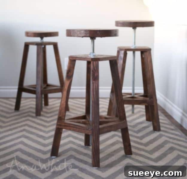 diy barstools - Industrial Adjustable Height Bolt Bar Stool - Easy and Cheap Ideas for Seating and Creative Home Decor - Do It Yourself Bar Stools for Modern, Rustic, Farmhouse, Shabby Chic, Industrial and Simple Classic Decor #barstools #diy diy barstools - Industrial Adjustable Height Bolt Bar Stool - Easy and Cheap Ideas for Seating and Creative Home Decor - Do It Yourself Bar Stools for Modern, Rustic, Farmhouse, Shabby Chic, Industrial and Simple Classic Decor #barstools #diy
