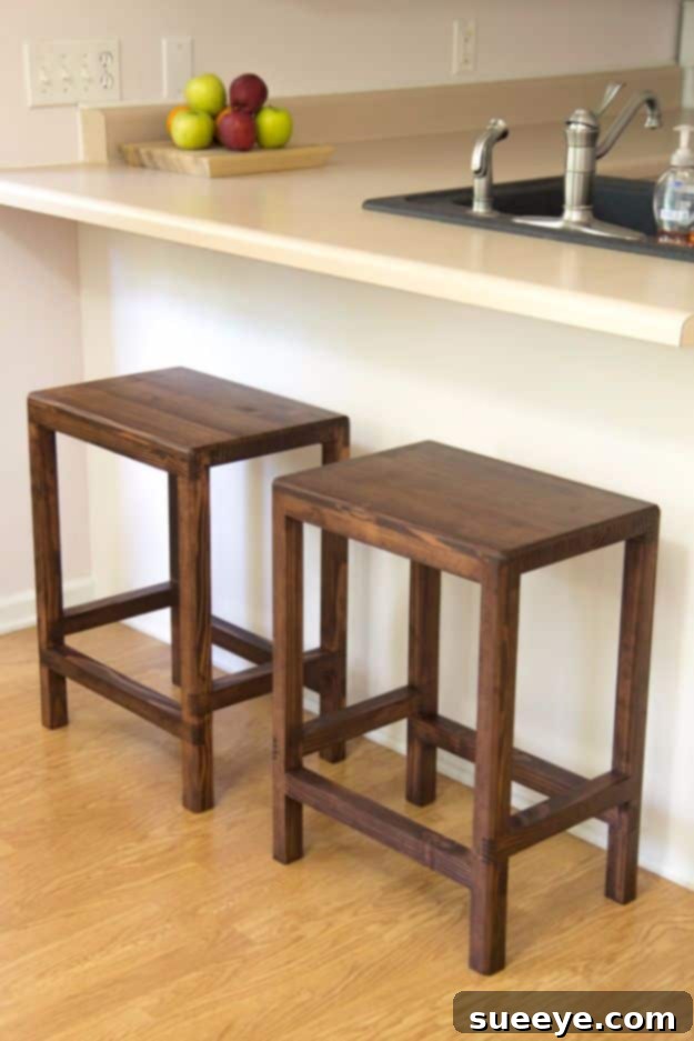 diy barstools - Half Lap Bar Stools - Easy and Cheap Ideas for Seating and Creative Home Decor - Do It Yourself Bar Stools for Modern, Rustic, Farmhouse, Shabby Chic, Industrial and Simple Classic Decor #barstools #diy img 29026 4