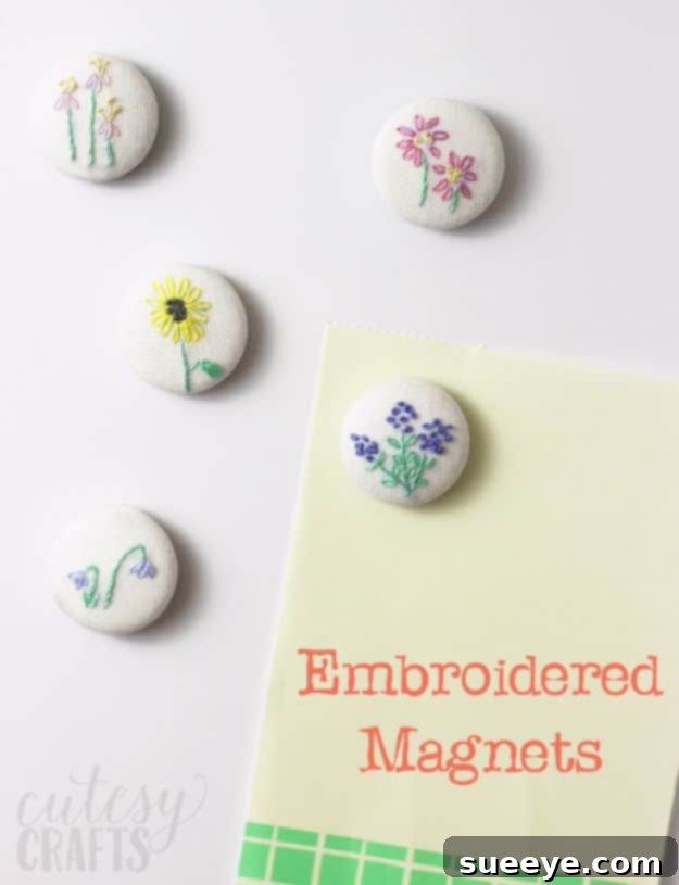 DIY Magnets With Hand Embroidery Hand Embroidered Magnets DIY Craft Project
