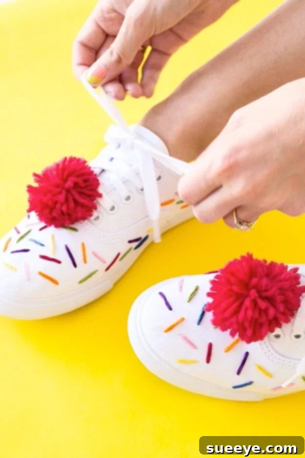 DIY Ice Cream Sneakers Playful DIY Ice Cream Embroidered Sneakers